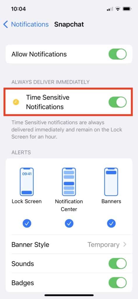 iphone snapchat notification