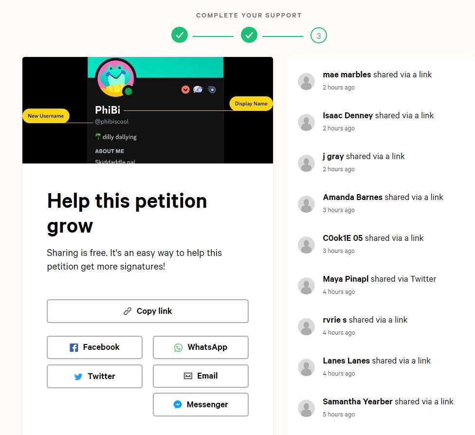 share petition link to other
