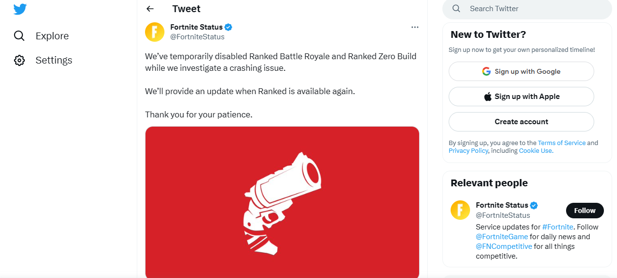 Follow Fortnite in twitter for the update.