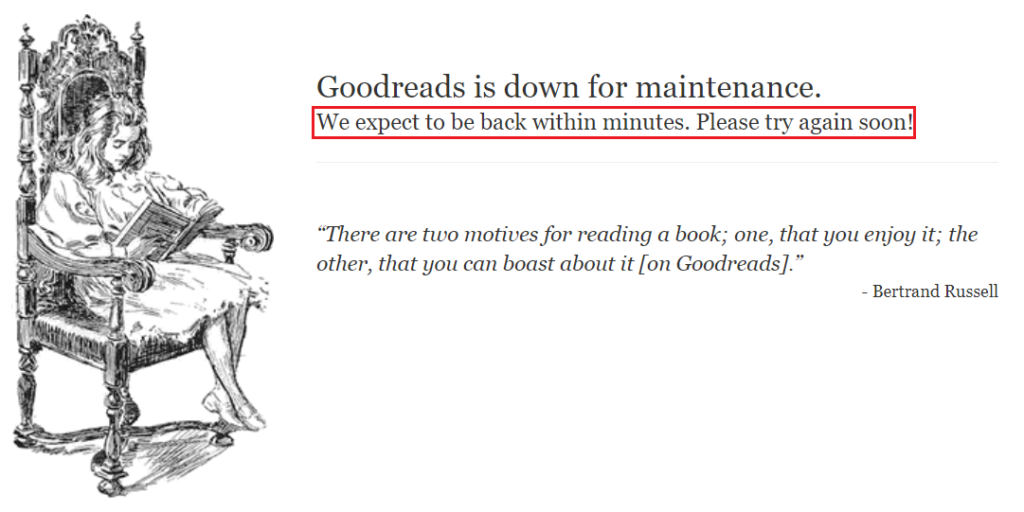 Goodreads server under maintenance