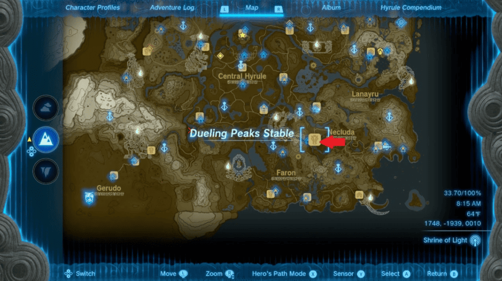 Location of Dueling Peaks Stable
