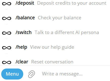 Menu options in Telegram bot