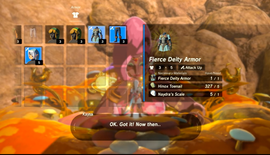 Provide Fierce deity armor to the fairy