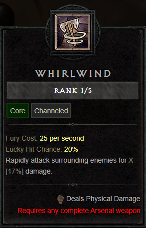 Whirlwind Skill Card In Diablo 4