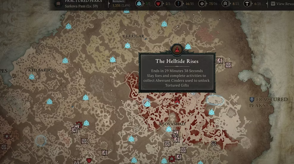 Map information on Helltide