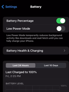 Low Power Mode iphone