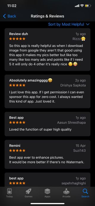 Read reviews Remini app