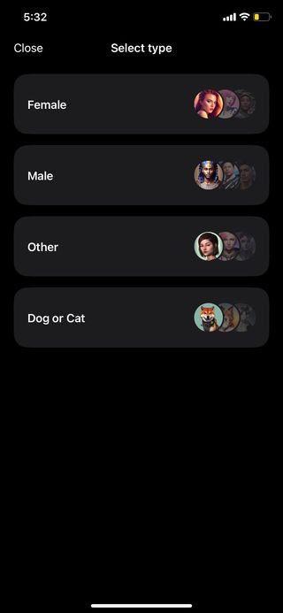 Select your gender to edit your avatar 