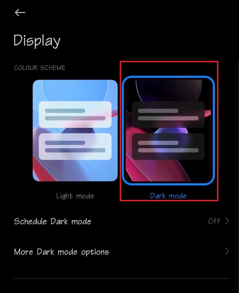 Tap dark mode