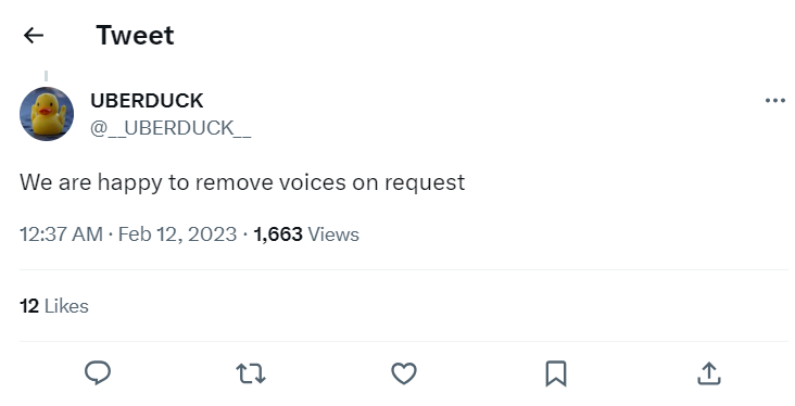 Uberduck voice removes
