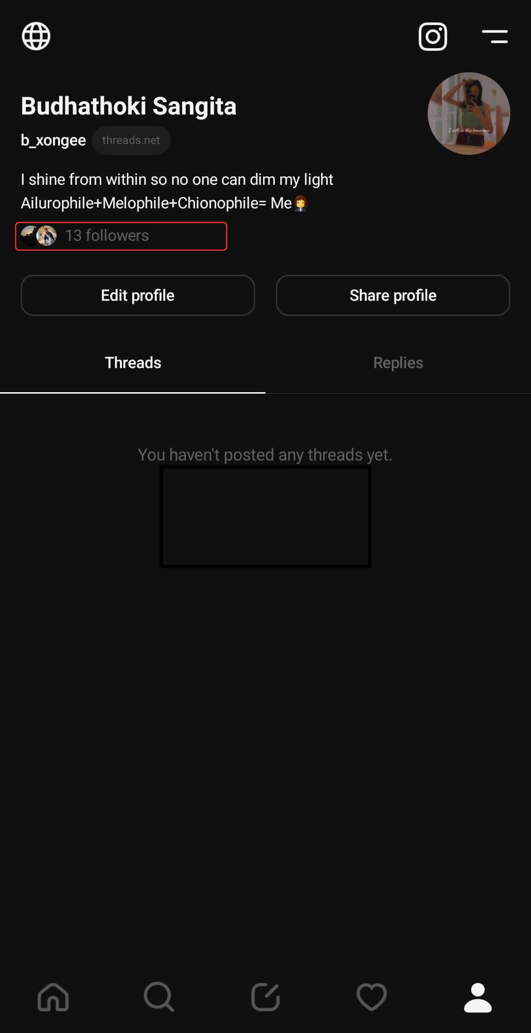 Threads user profile