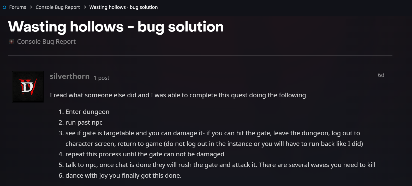 bug solutions in blizzard forum