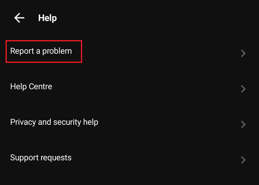 click on report a problem