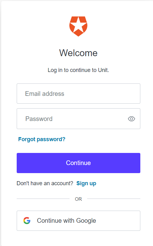 Login using your email in unit host AI