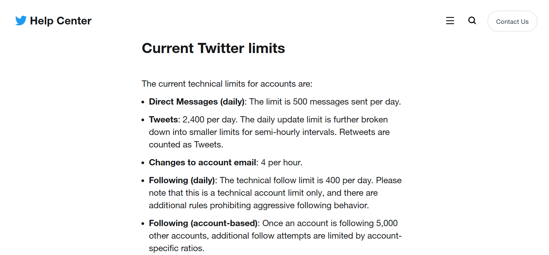 current twitter limits