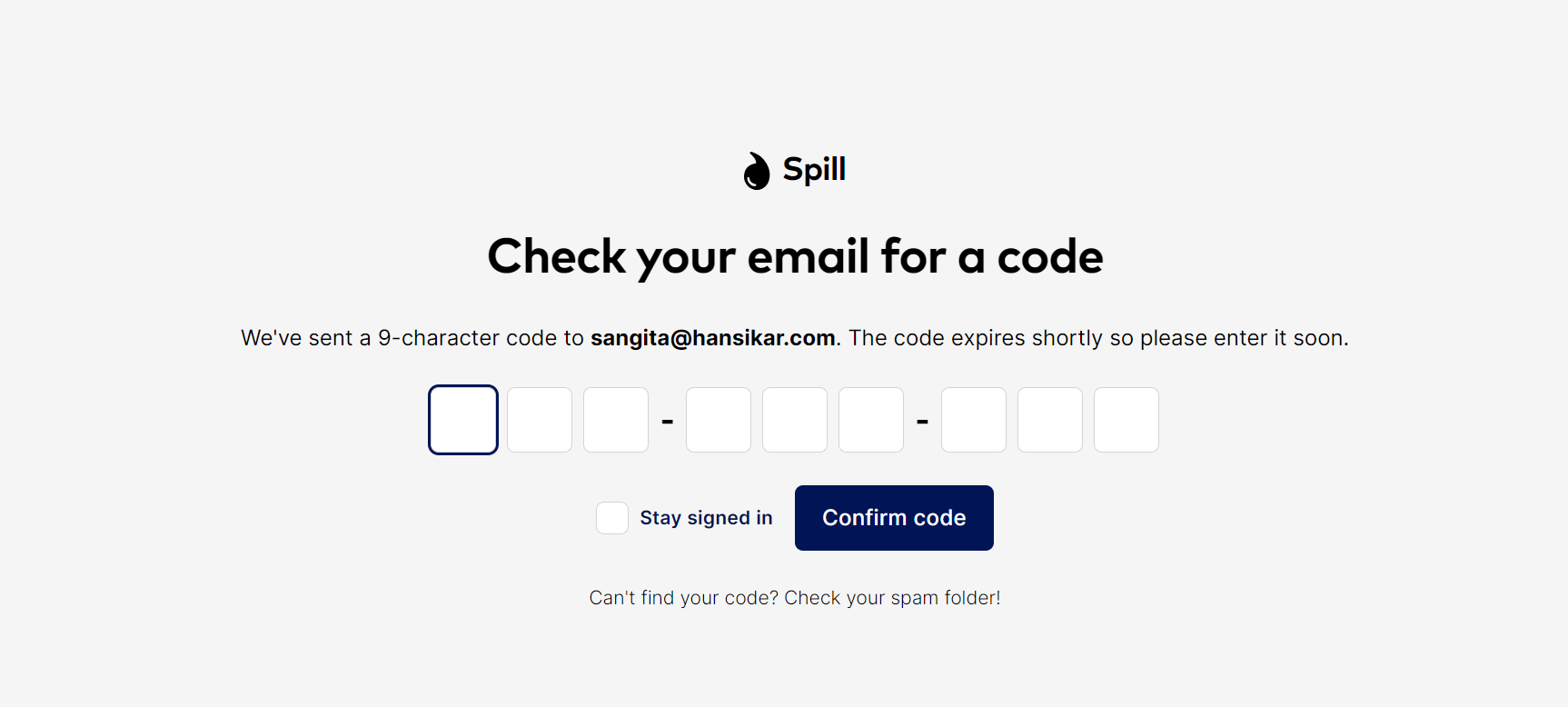 provide the code to confirm the mail.