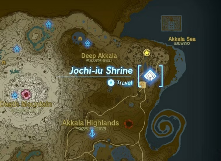 Map Location For Jochi-iu Shrine In ToTK.