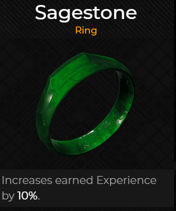 Sagestone ring increases experience earned