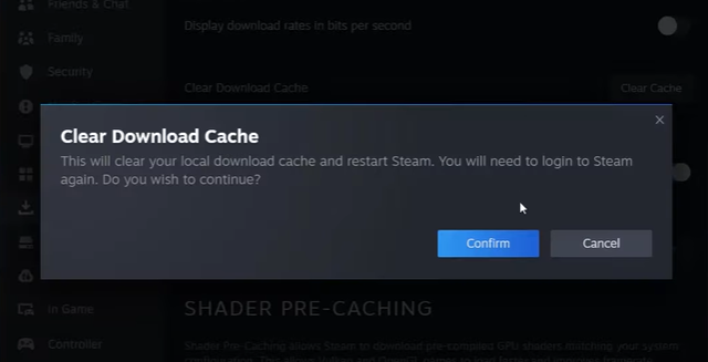 Clear cache on steam