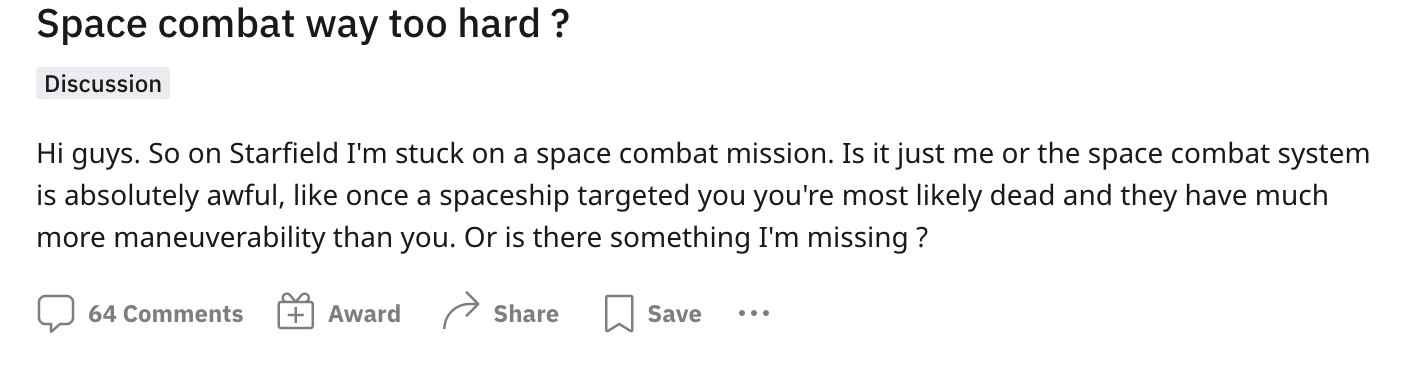 Reddit User Ship Combat Hard