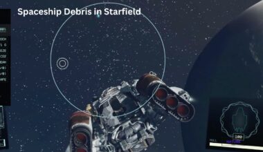 starfield spaceship debris on planet