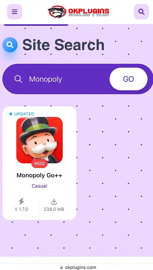 Search result for Monopoly Go++ in Ok plugins.