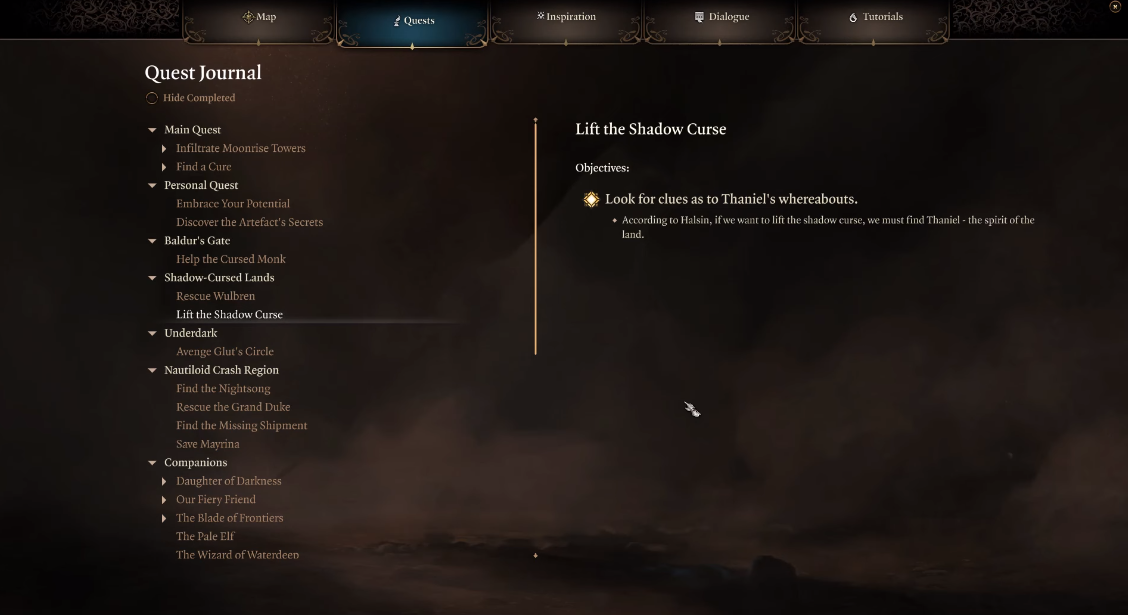lift the shadow curse is a quest that allows you to remove the curse