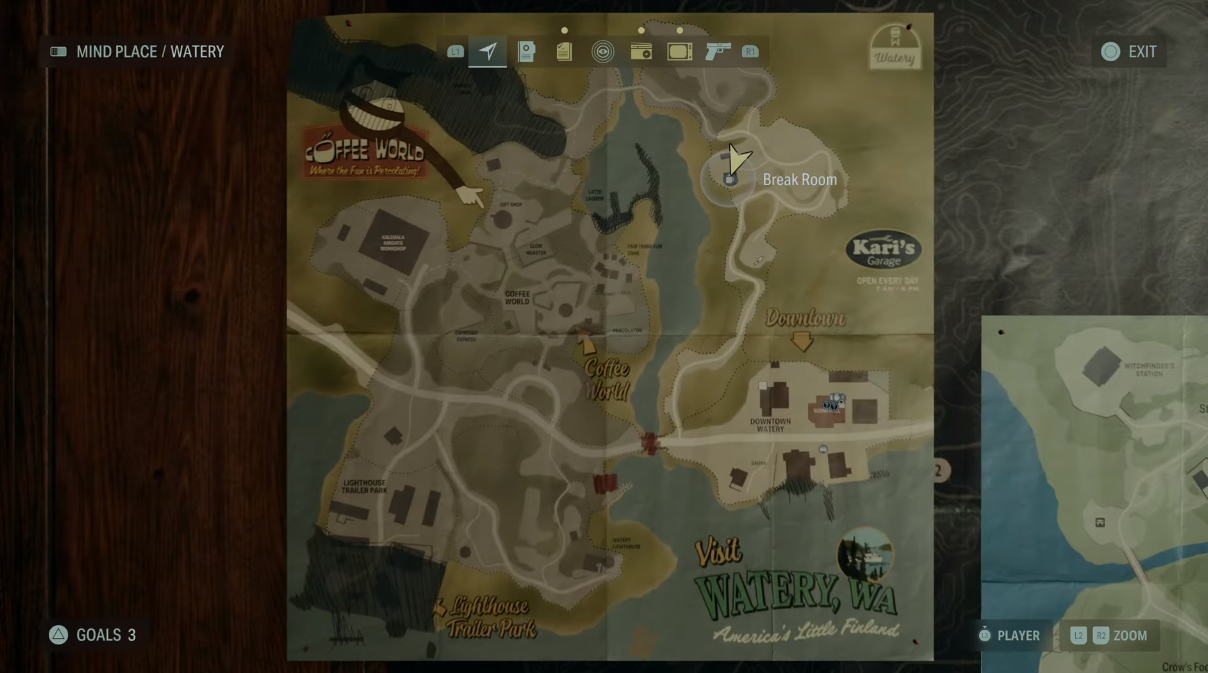 break Room marked on the map with a coffee cup icon