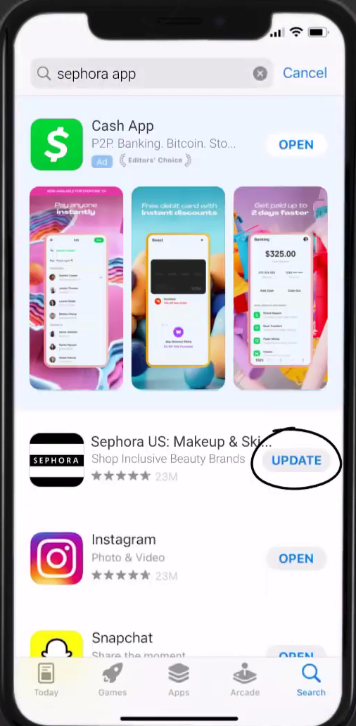 Update Sephora app