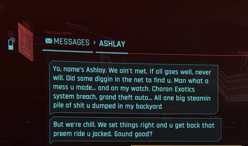 ashlay message cyberpunk