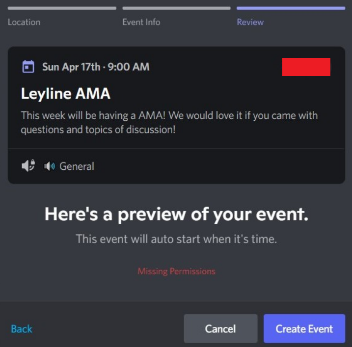 Discord event missing access
