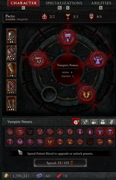 vampiric power interface diablo 4