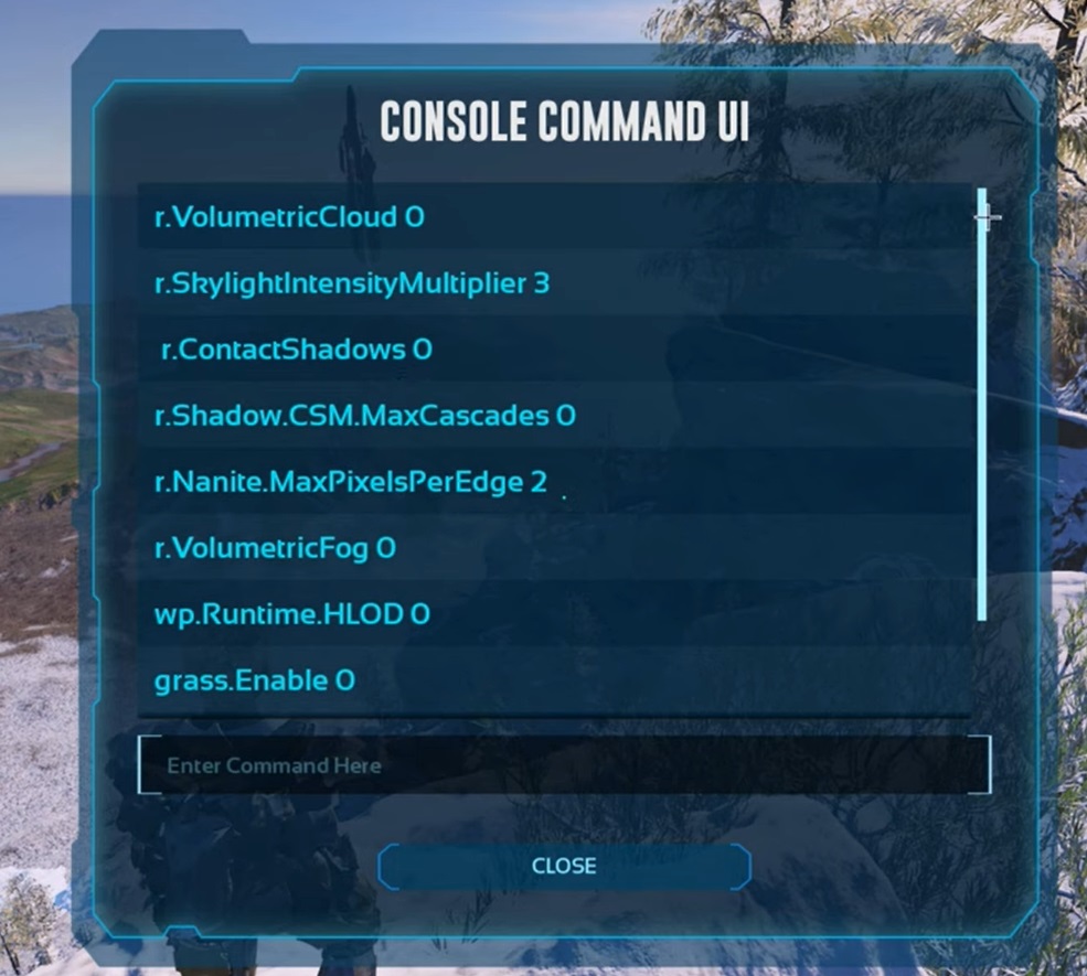 Different in-game console commands for FPS boost