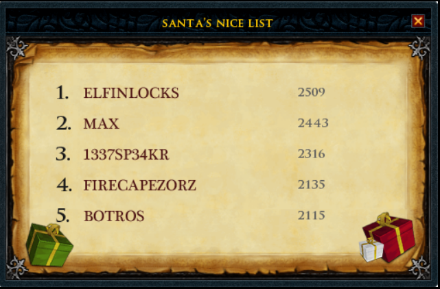 santa's nice list board