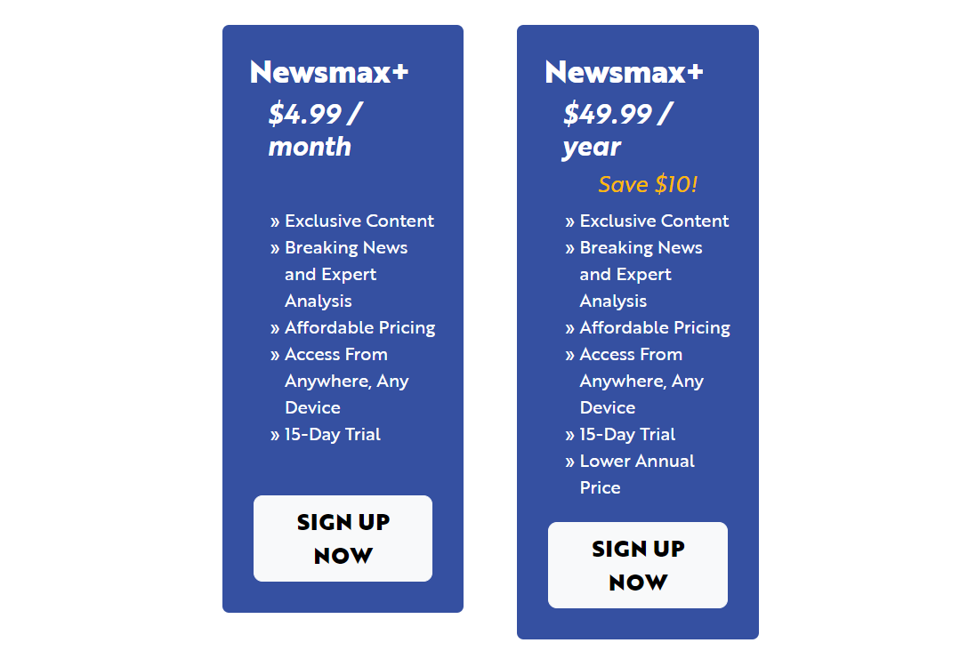 Newsmax plus subscription plan