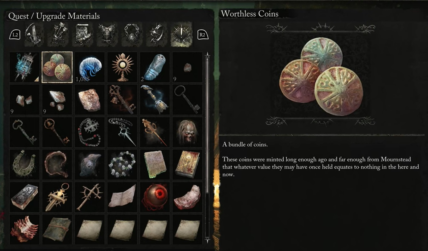 Worthless coins are the quest items found during Byron questline.