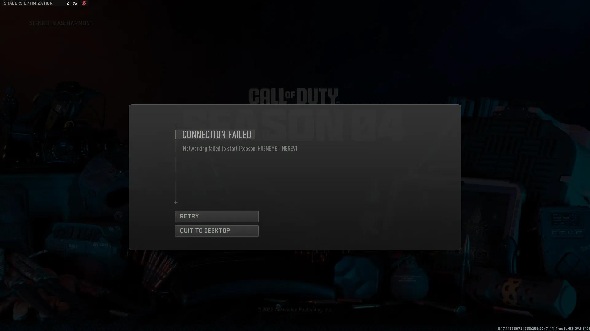 Connection Failed In MW3