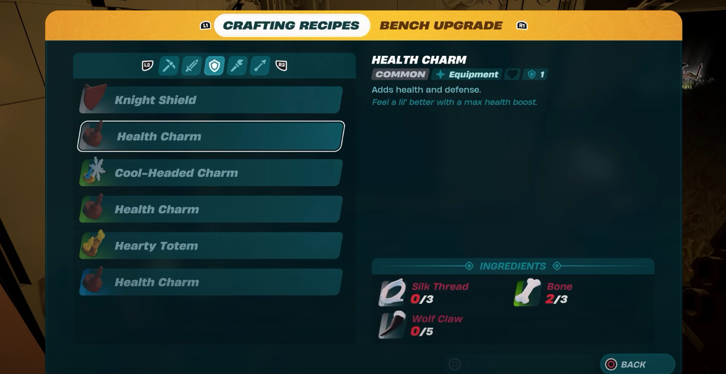 Health Charm crafting recipe