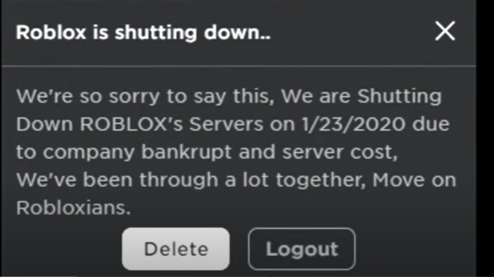 Roblox shutting down statement