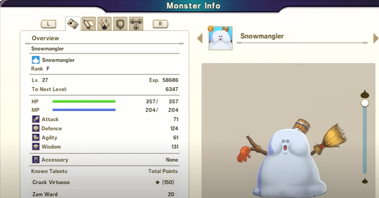 Snow Mangler best monsters of dragon quest monsters