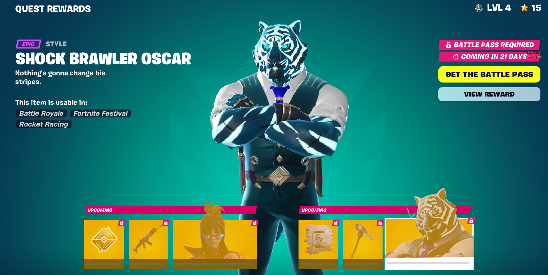 Shock Brawler Oscar after 7 days