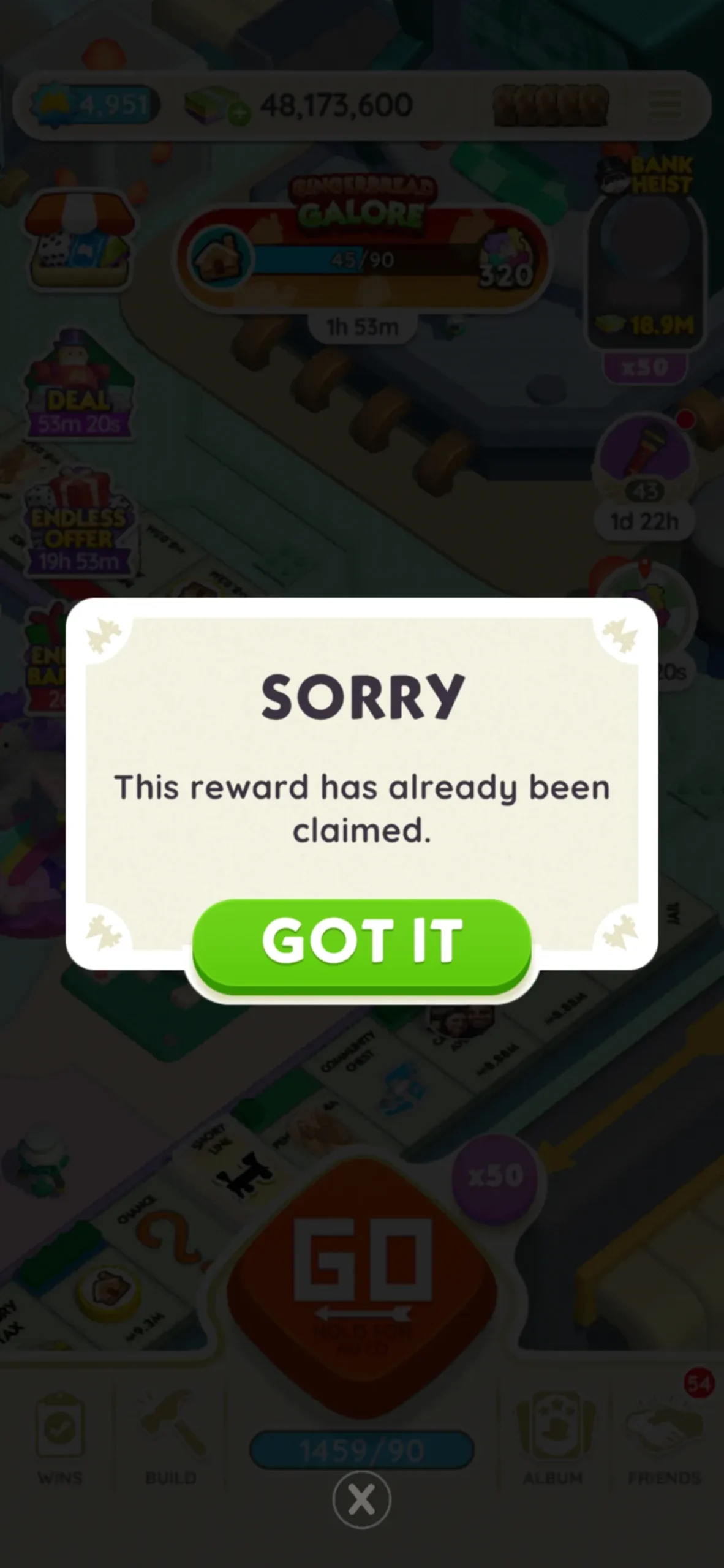 Cannot claimed the reward