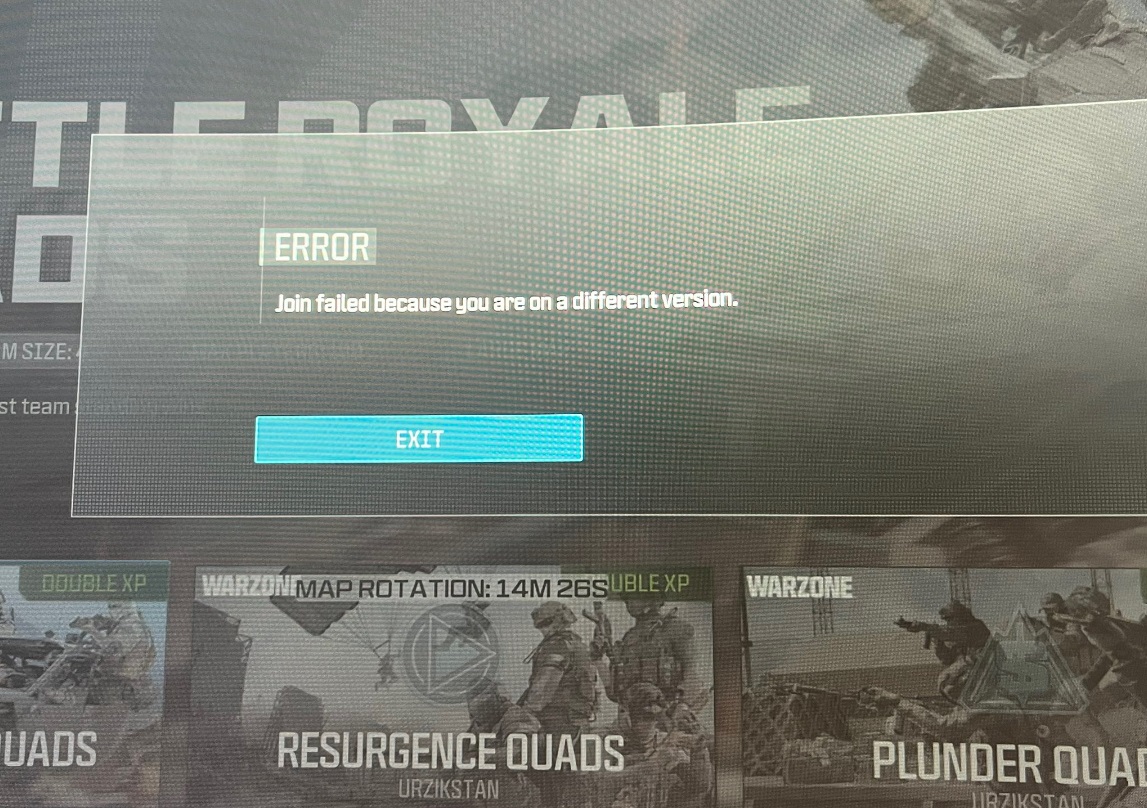 Warzone 3 cross not working error message