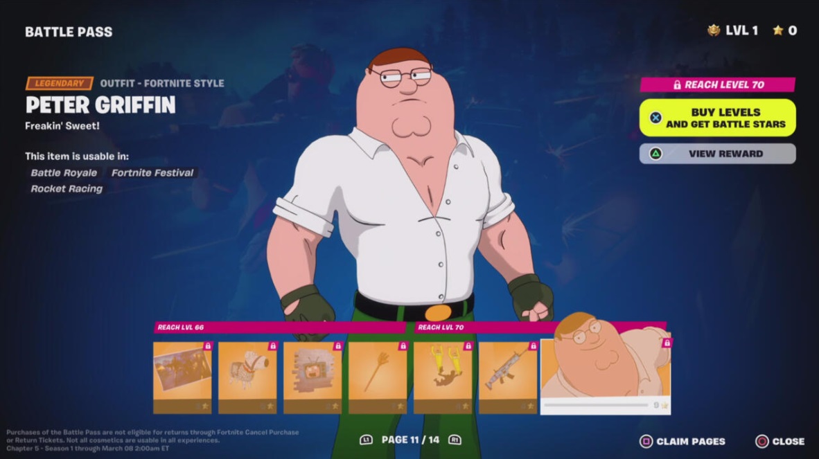 Peter Griffin outfit in Fortnite Chapter 5