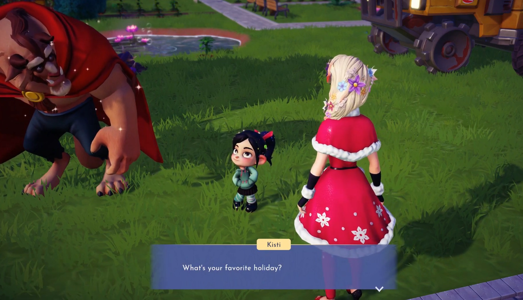 Talking to vanellope for the holiday poll