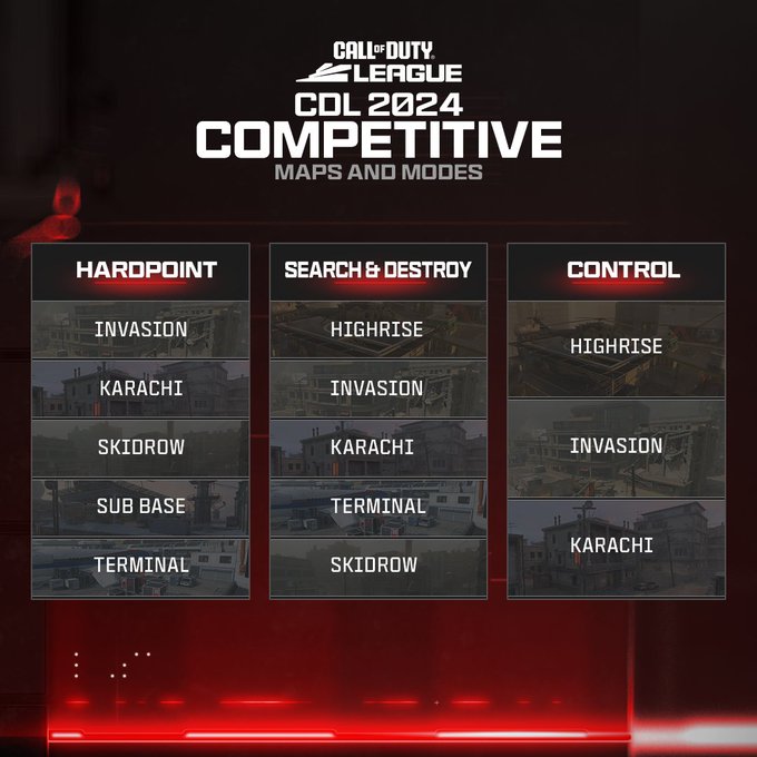 CDL 2024 Competitive Maps and Modes.