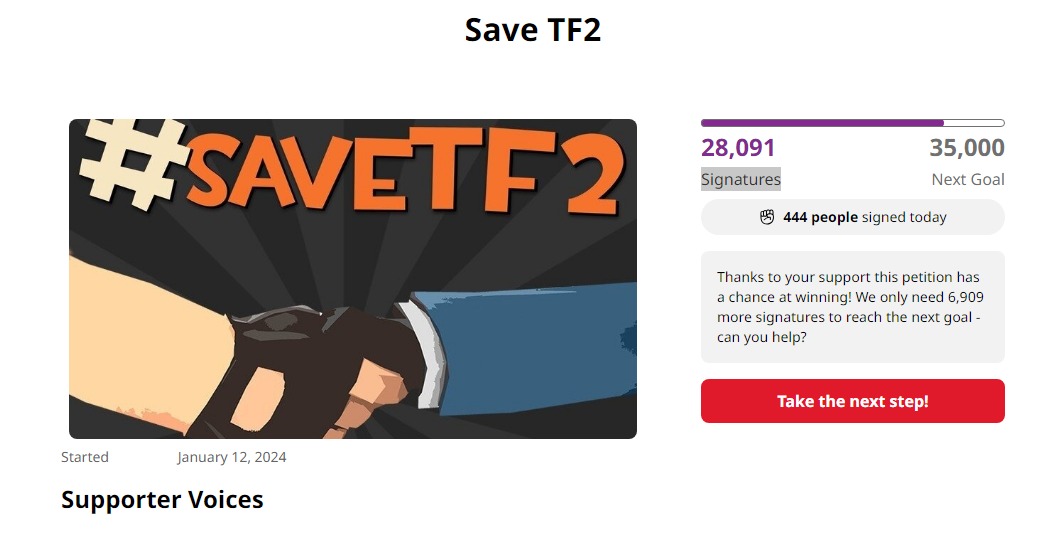 Save TF2 2024 petition