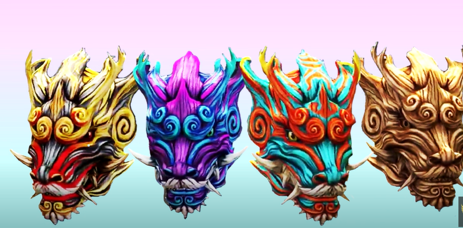 Masks associated with the Chinese New Year.