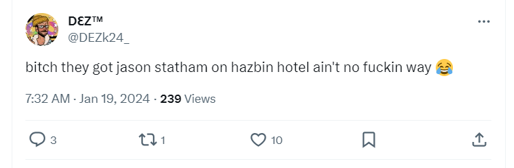 Twitter/X discussion about participation of Jason on Hazbin Hotel