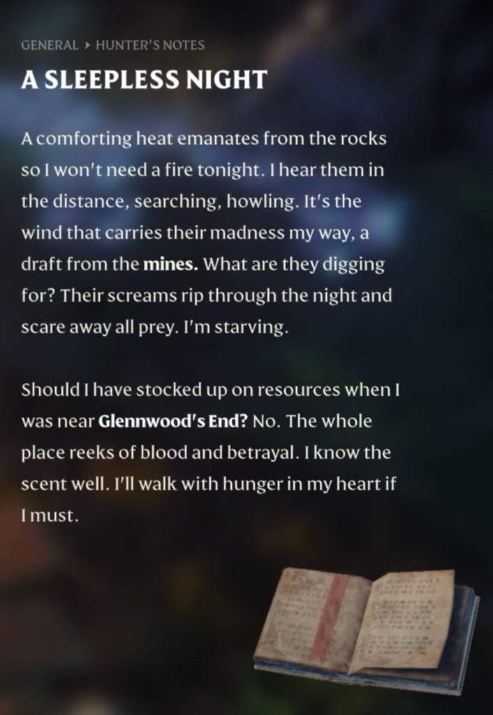 Hunter's note in lore book to provide further guidance.